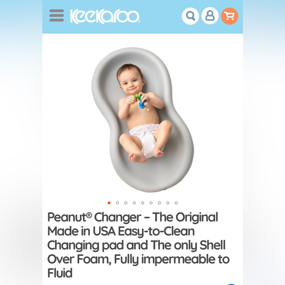 Keekaroo Peanut Changer Baby Changing Pad in Light Gray